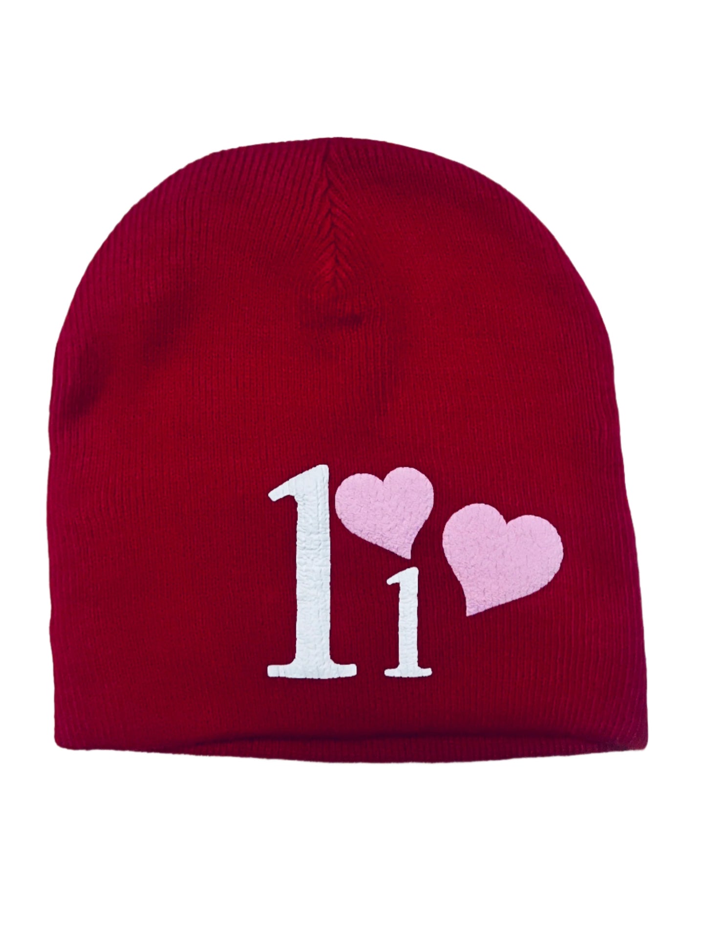 Heart Puff Print Beanie