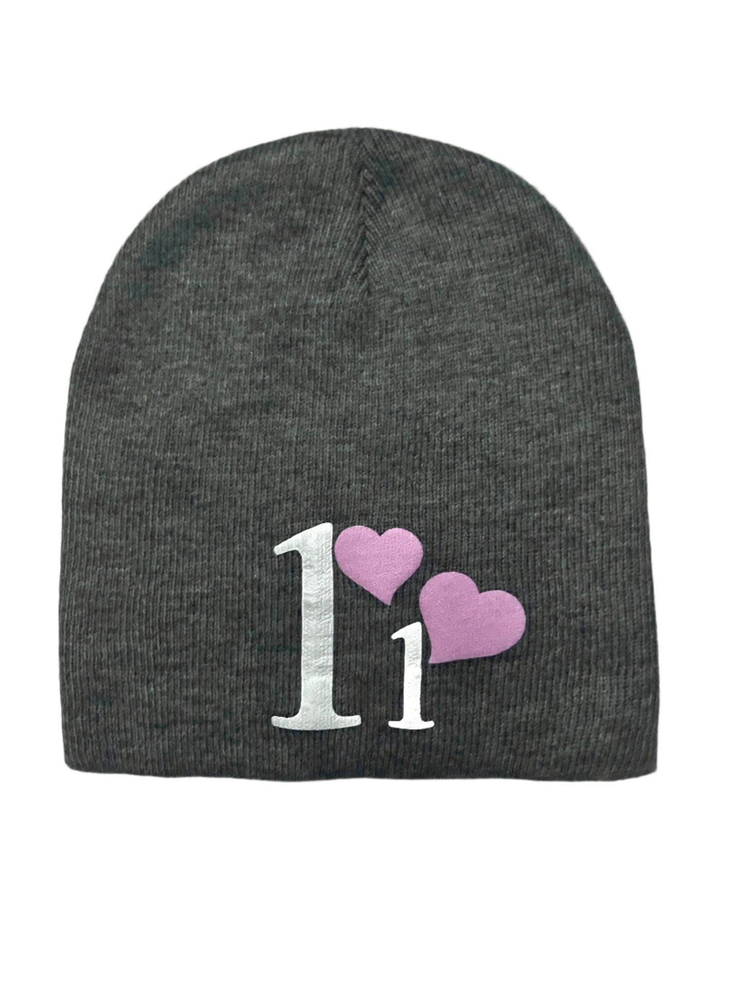 Heart Puff Print Beanie