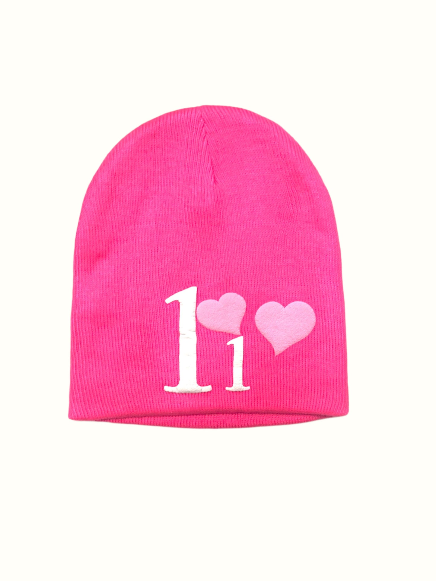 Heart Puff Print Beanie